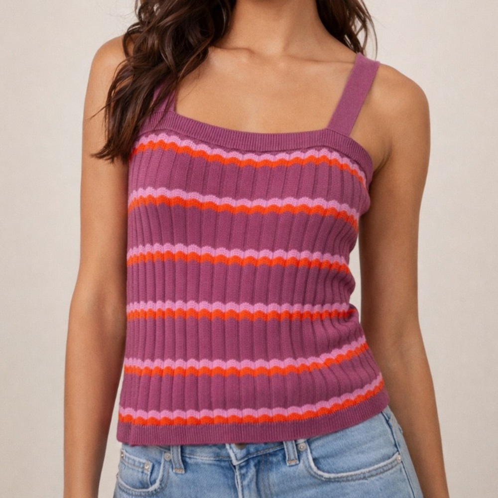 LOFT outlet knit sweater tank top casual summer retro style woman's missoni